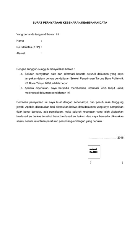 Detail Contoh Surat Pernyataan Keabsahan Dan Kebenaran Dokumen Koleksi