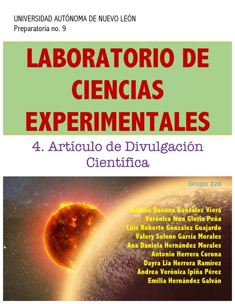 Ejemplos De Un Articulo De Divulgacion Cientifica Para Niños Thedu