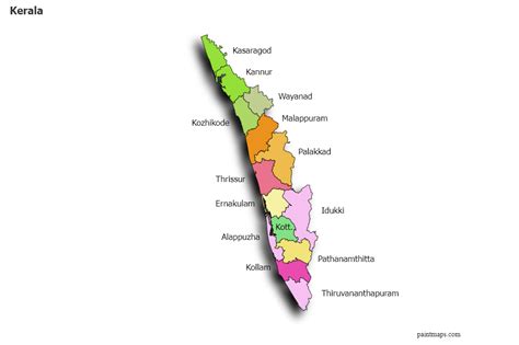 Kerala Vector Illustration Of District Map Of Kerala With 41 Off