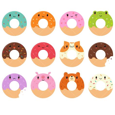 Kawaii Donuts Clipart Cute Donut Clipart Doughnuts Clip