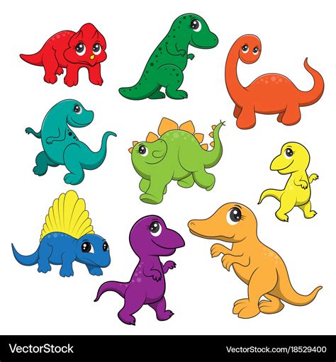 Cute Dinosaurs Cartoon Royalty Free Vector Image