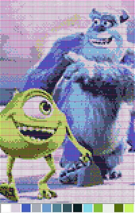 Monsters Inc C C Pixel Art Grid Disney Cross Stitch Patterns Pixel Art