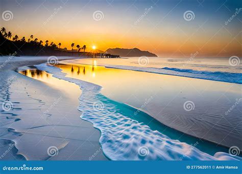 Dream Scene Beautiful Beach View With White Sand And Blue Water