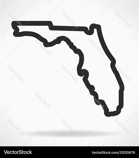 Florida Fl State Map Shape Outline Simplified Vector Image