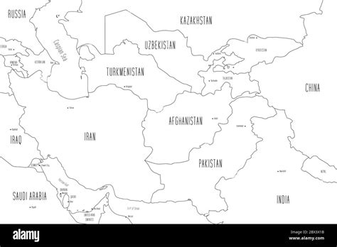 Map Of Central Asia Handdrawn Doodle Style Vector Illustration Stock