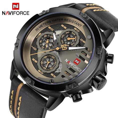 Naviforce Mens Watches Top Brand Luxury Waterproof 24 Hour Date Quartz