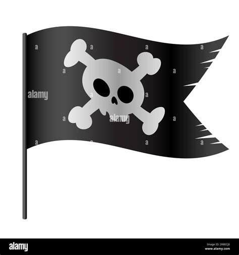 Black Ragged Pirate Flag With Skull And Bones Raider Ship Pennant With