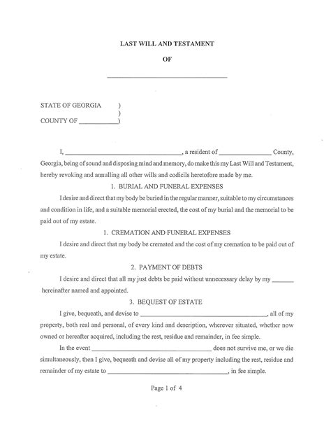 Last Will And Testament Forms Free Printable Printable Sample Last