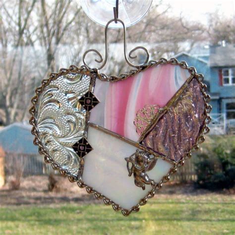 Valentine Heart Glass Heart Stained Glass Heart Patchwork Etsy