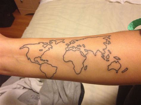 My Forearm World Map Tattoo With Images Map Tattoos Tattoos