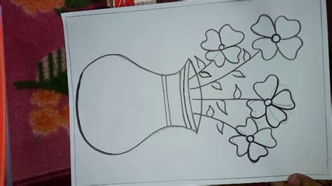 Easy Flower Pot Drawing Youtube