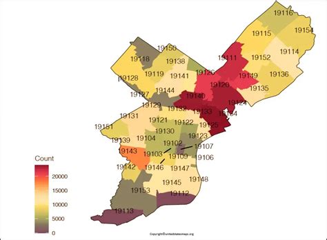 Philadelphia Zip Code Map With Streets Printable PDF