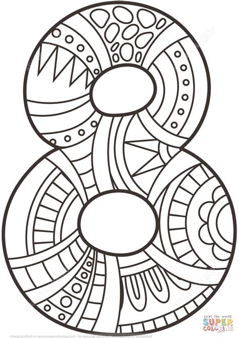 Number 8 Coloring Page Sketch Coloring Page