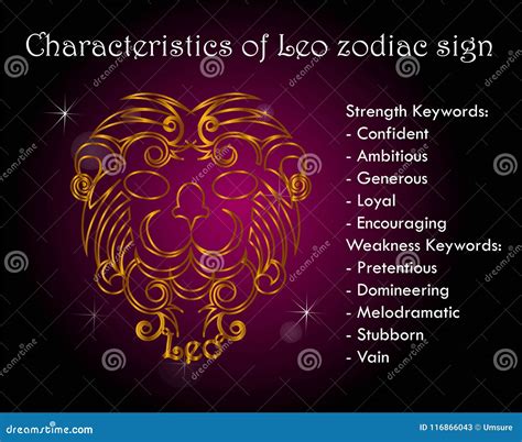 Characteristics Of Leo Zodiac Sign Stock Vector Illustration Of