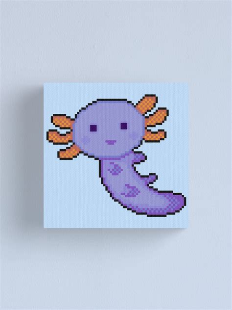 Blue Axolotl Pixel Art Canvas Print For Sale By Sezalilly Redbubble