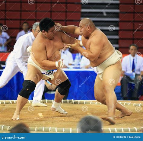 Sumo Wrestling In Action Editorial Image Image Of Grappling 15839300