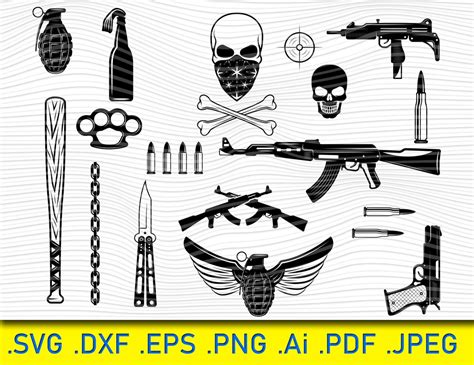 Gun Pack Svg Gun Cricut Files Gun Silhouettes Ar 15 Vector Sniper Svg