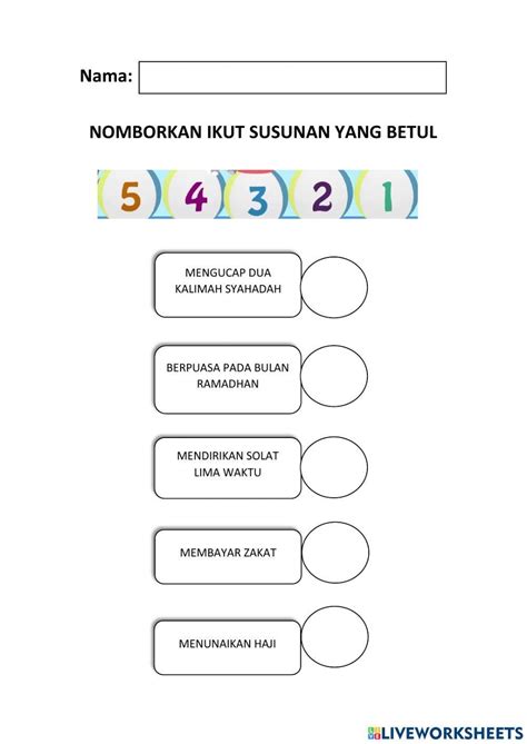 Rukun Islam Prasekolah Worksheet Live Worksheets