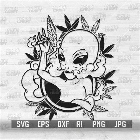 Alien Smoking Joint Svg Alien Smoking Weed Svg Alien Svg Inspire