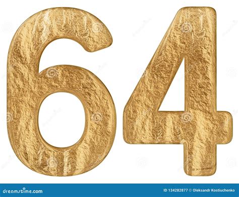 Numeral 64 Sixty Four Isolated On White Background 3d Render Stock