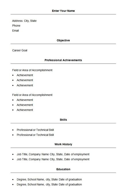 Free Resume Templates No Charge Resume Template Easy Simple Resume