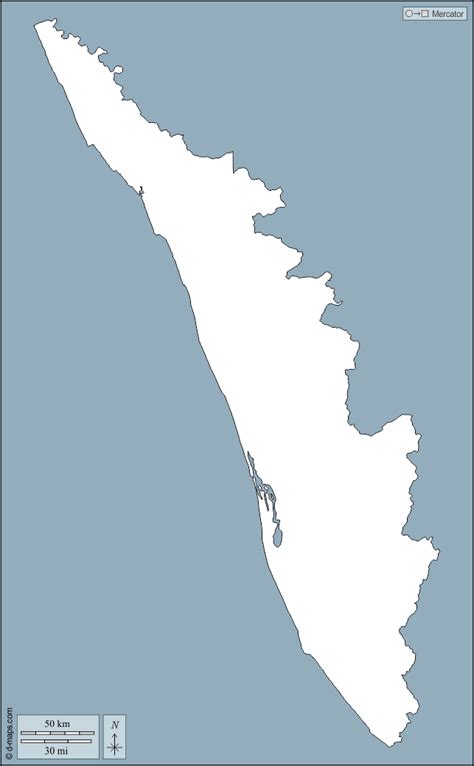 Outline Map Of Kerala With Districts