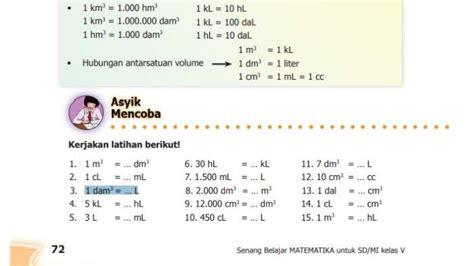 Kunci Jawaban Matematika Kelas 5 Halaman 72 Cara Menghitung Satuan