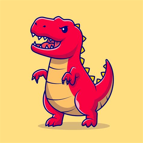 Hand Drawn Trex Svg Illustration Kawaii Angry Red Dinosaur Etsy Uk