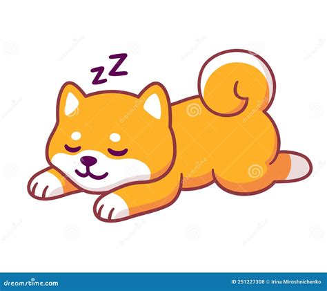 Cute Cartoon Sleeping Shiba Inu Stock Vector Illustration Of Relax