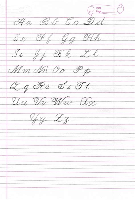 Alphabet Printable Cursive Writing Practice Sheets