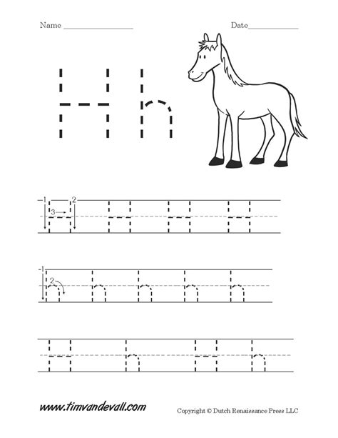 Letter H Worksheets