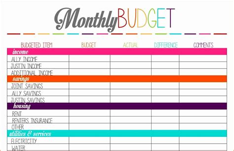 Easy Printable Monthly Budget Template Royalhor