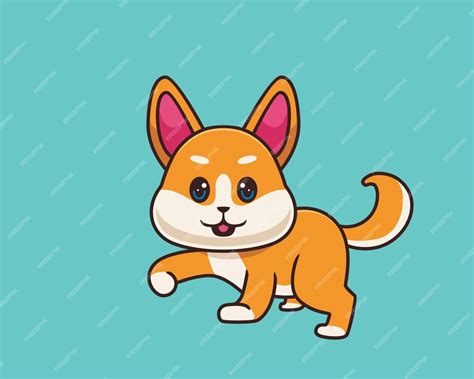 Premium Vector Shiba Inu Walking Cartoon Illustration