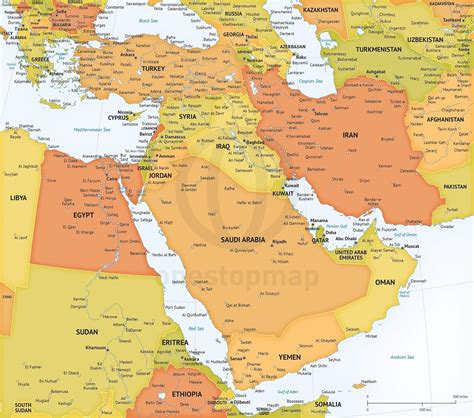 Capitals Of Middle East Countries Map