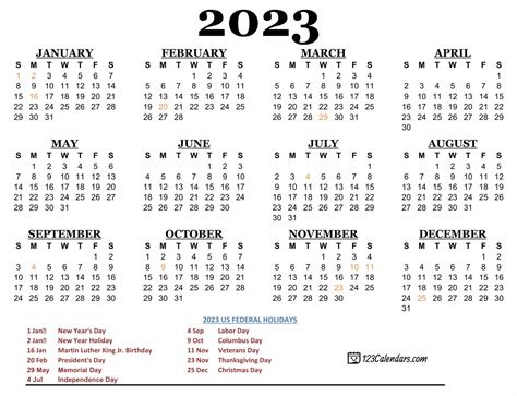 Year 2023 Calendar Templates