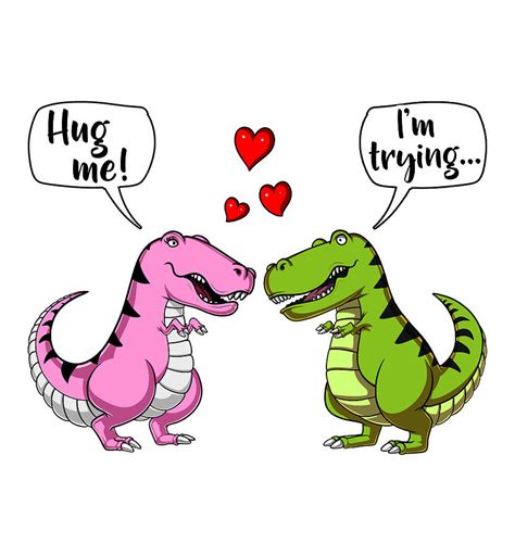 T Rex Dinosaur Hug Me Cute Couple Digital Art By Nikolay Todorov Pixels