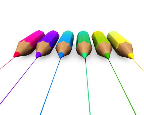 3d Rainbow Colors Pencils Stock Photo Powerpoint Slide Templates