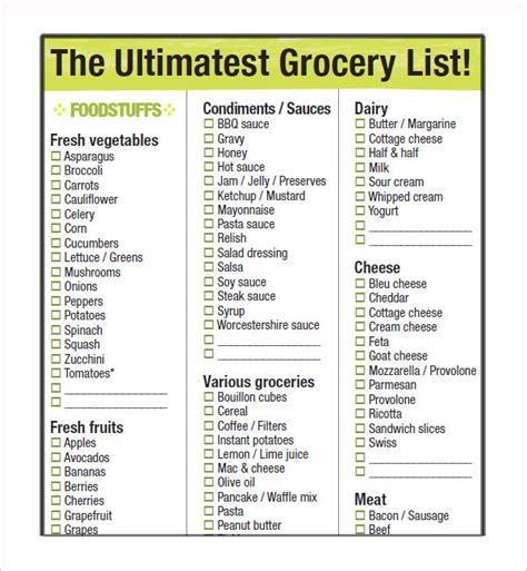 FREE 15 Printable Grocery List Templates In MS Word Excel PDF