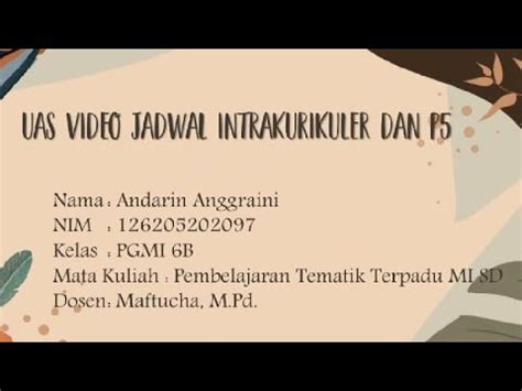 Andarin Anggraini Pgmi B Pembelajaran Tematik Mi Sd Jadwal