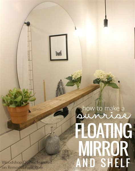 Diy bathroom mirror with shelf using wood palleta simple and cute bathroom mirror with shelf using wood pallet for our bathroom. Remodelaholic | How to Make a Modern "Sunrise" Floating ...