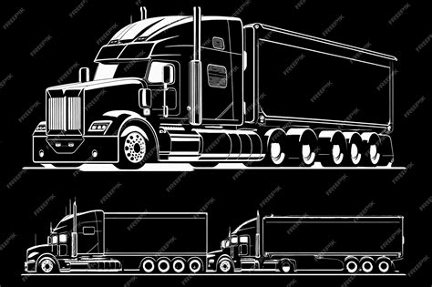 Premium Vector Semi Truck Vector Lorry Freight Transportation Flat