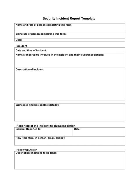 Security Incident Report Template In Word And Pdf Formats