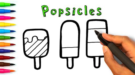 How To Draw A Colorful Popsicles Youtube