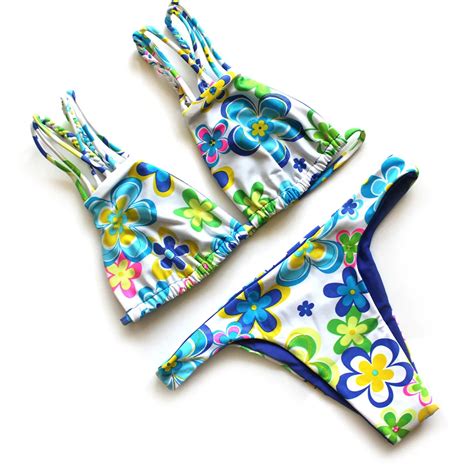 Make Difference Green Floral Bandage Micro Bikinis 2018 Womens Padded