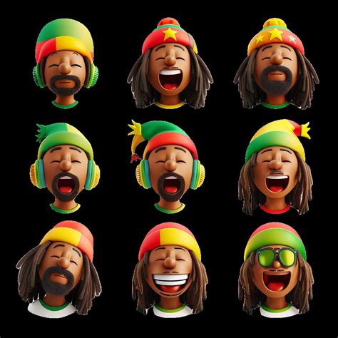 264 3d Reggae Rasta Emoji Clipart Commercial And Private Use Instant