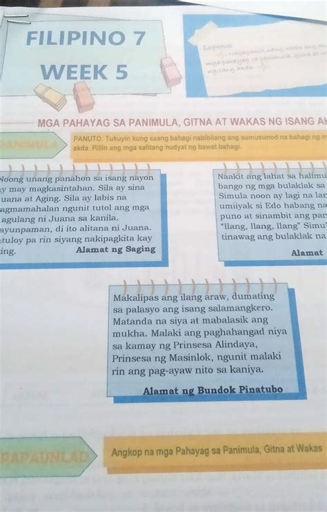 Panuto Tukuyin Kung Saang Bahagi Nabibilang Ang Sumusunod Na Bahagi Ng