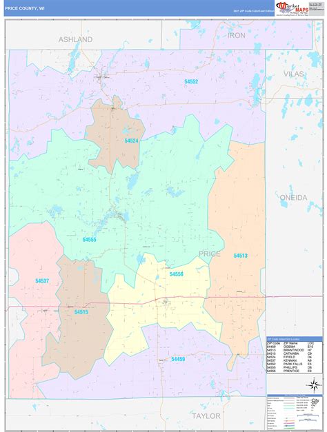 Price County Wi Wall Map Color Cast Style By Marketmaps