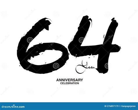 64 Years Anniversary Celebration Vector Template 64 Number Logo Design