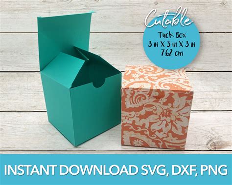 Tuck Opening Box 3x3x3 Box Cricut Svg Silhouette Dxf Digital