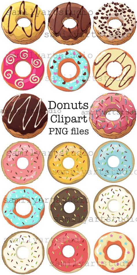 Cute Donut Clipart Bundle Kawaii Donuts Clipart Png Files Etsy